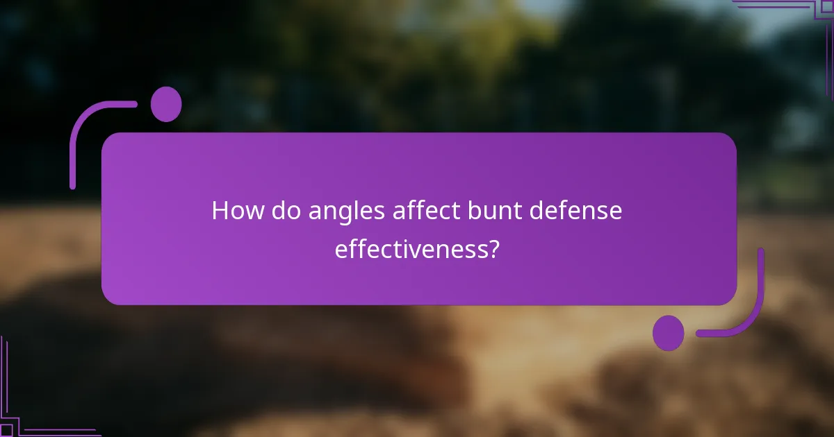 How do angles affect bunt defense effectiveness?